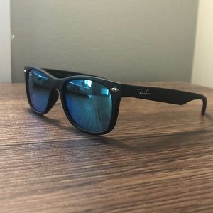 Ray Ban Jr Black/ Blue flash Sunglasses